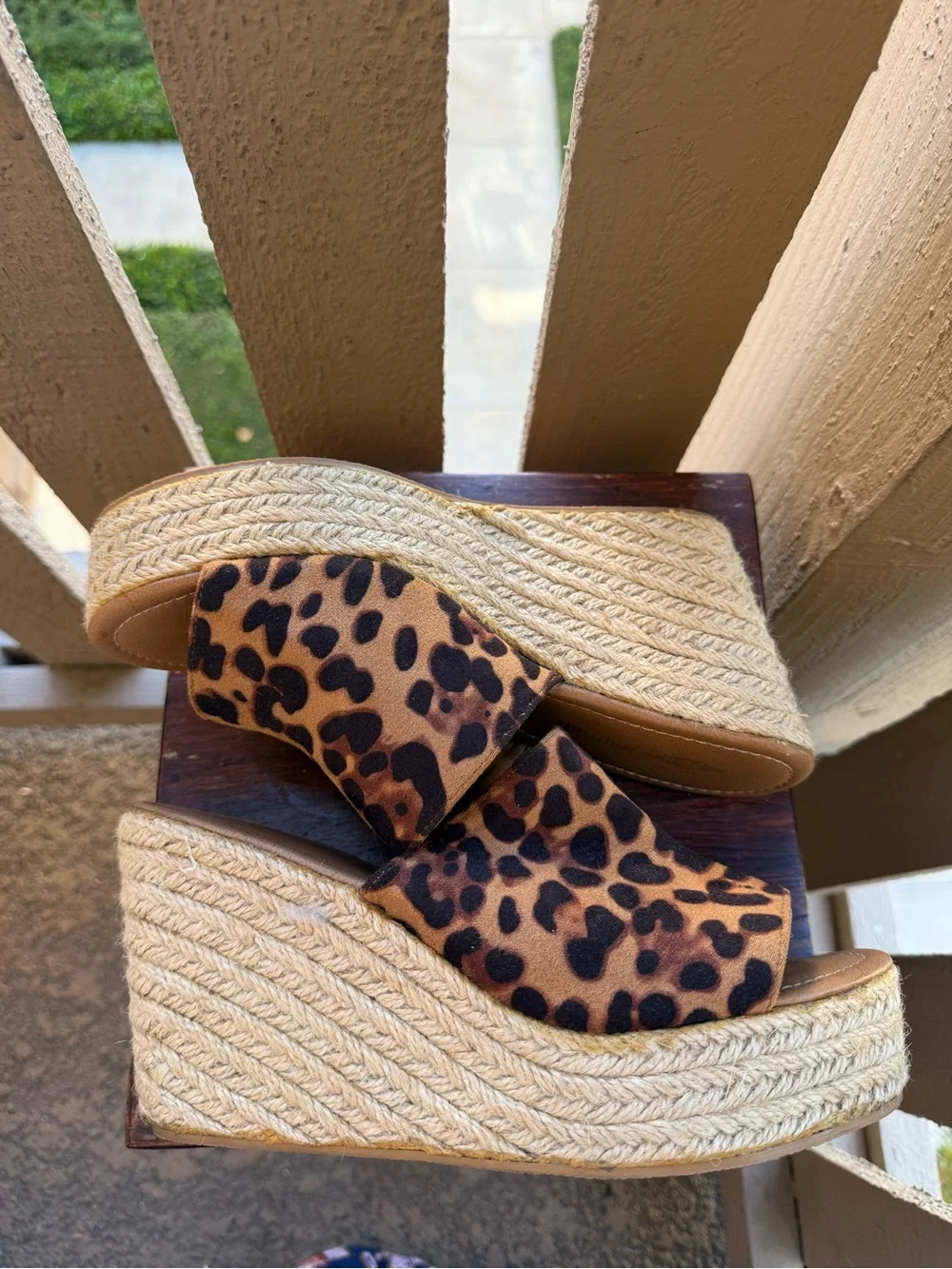 Jolimall Leopard Print Espadrille Wedge Slide - Tan/Black